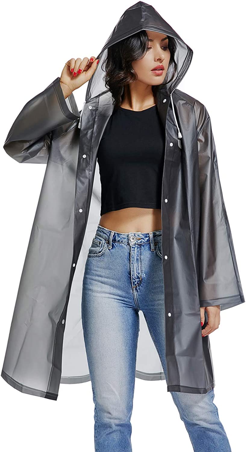 Raincoat Waterproof Rain Coat Poncho with Hood Reusable Unisex Men Women Lightweight Clear Rain Wear