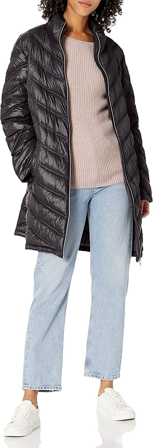 Calvin Klein Women's Chevron Quilted Packable Down Jacket (Standard and Plus)