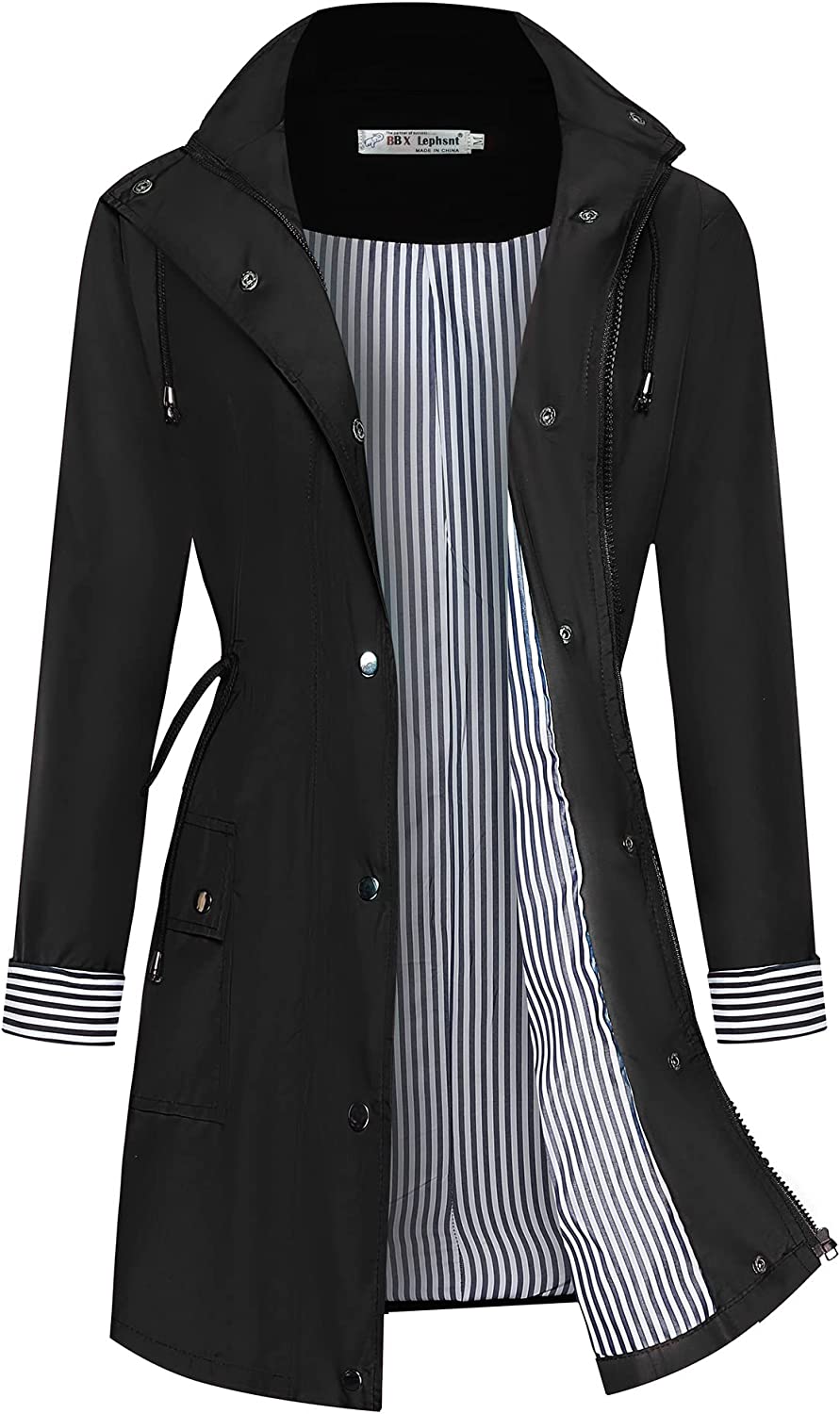 Rain Coats for Women Waterproof Rain Jacket Lightweight Windbreaker Outdoor Hooded Trench Coat