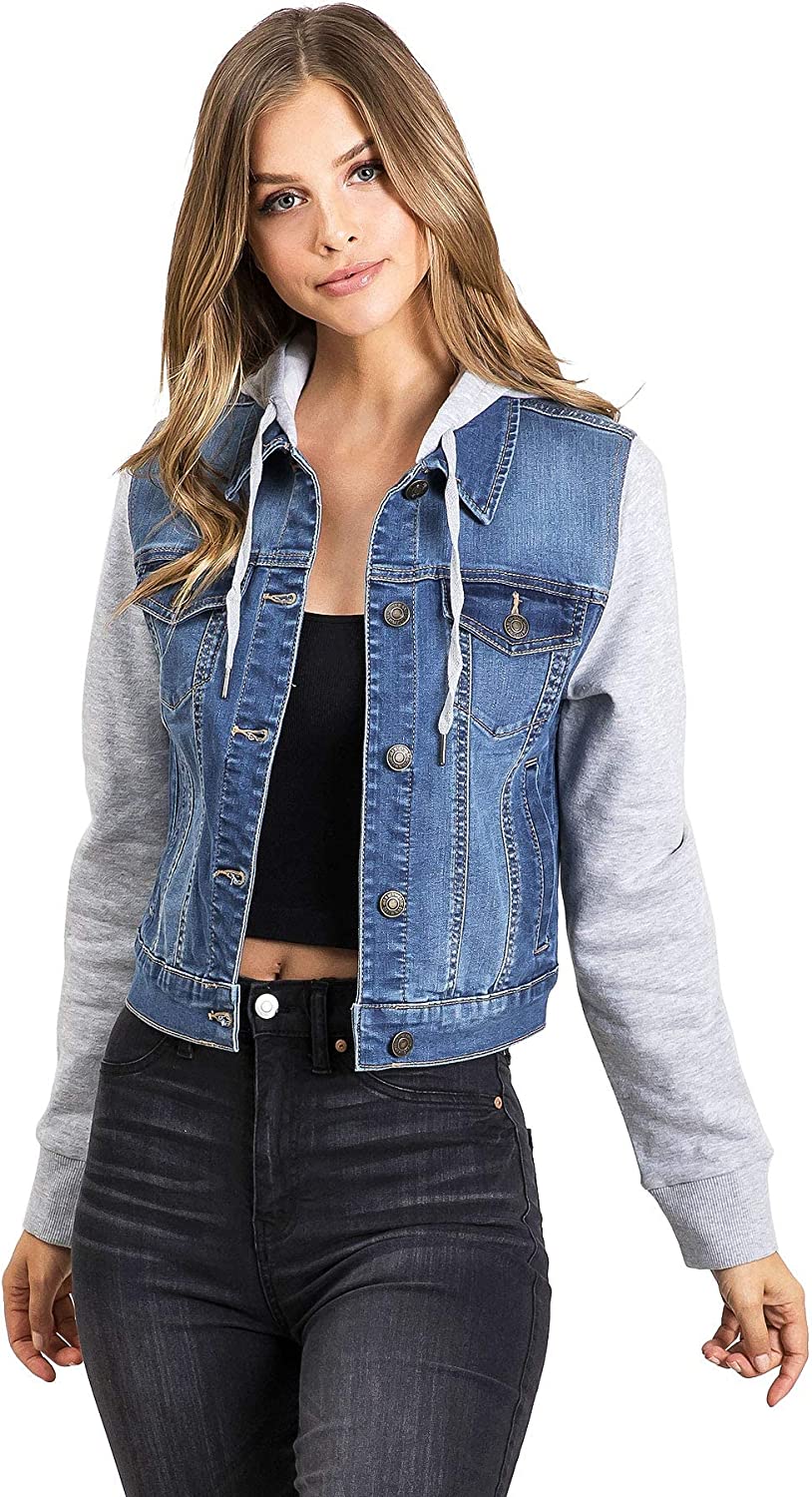 Wax Jeans Women's Juniors Hoodie Denim Jacket