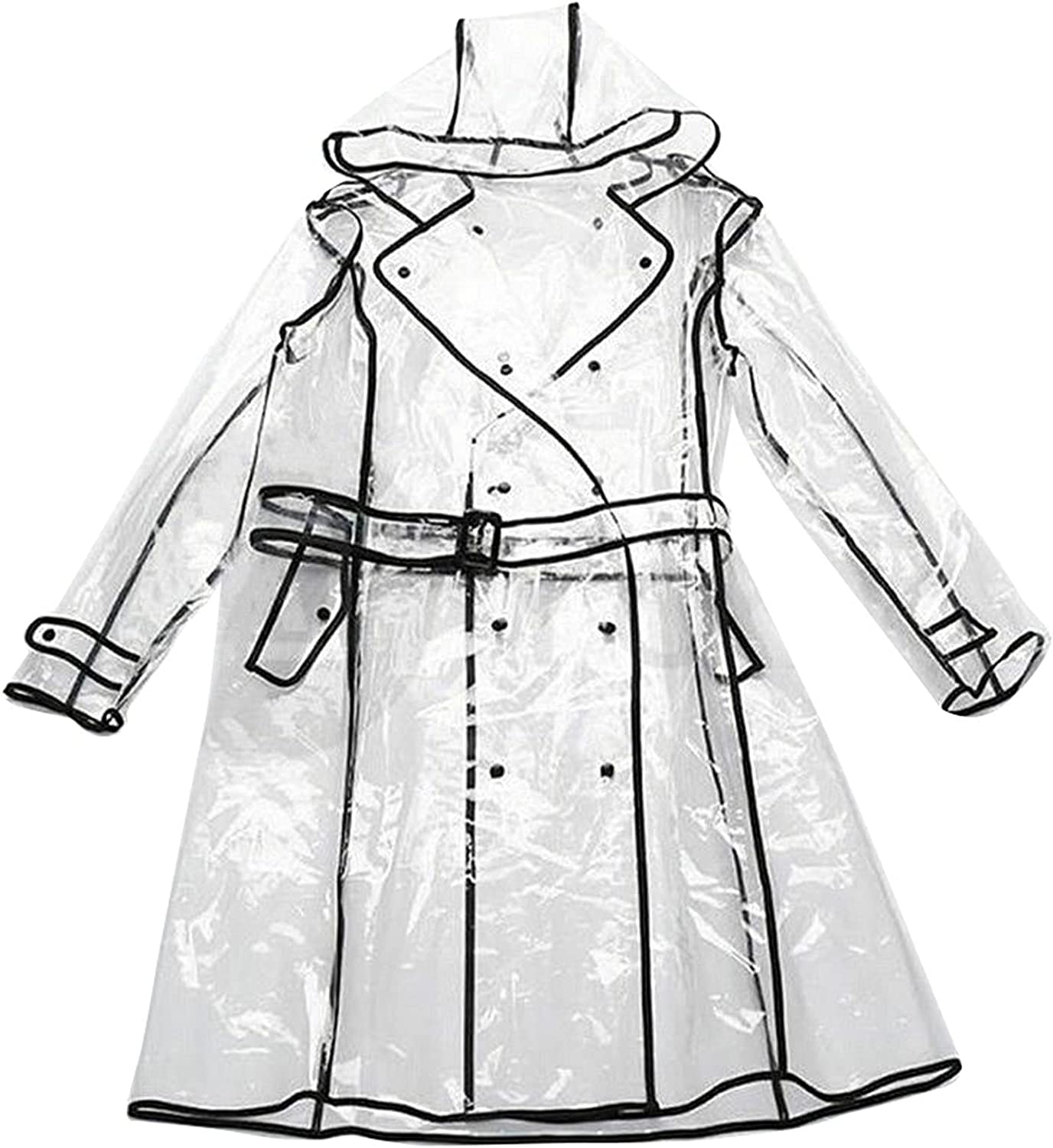 Waterproof Portable Raincoat, Rain Coats for Women Clear Reusable Rain Resistant Poncho with Hoods and Belt for Rain Jacket Outwear, Festivals, Outdoors