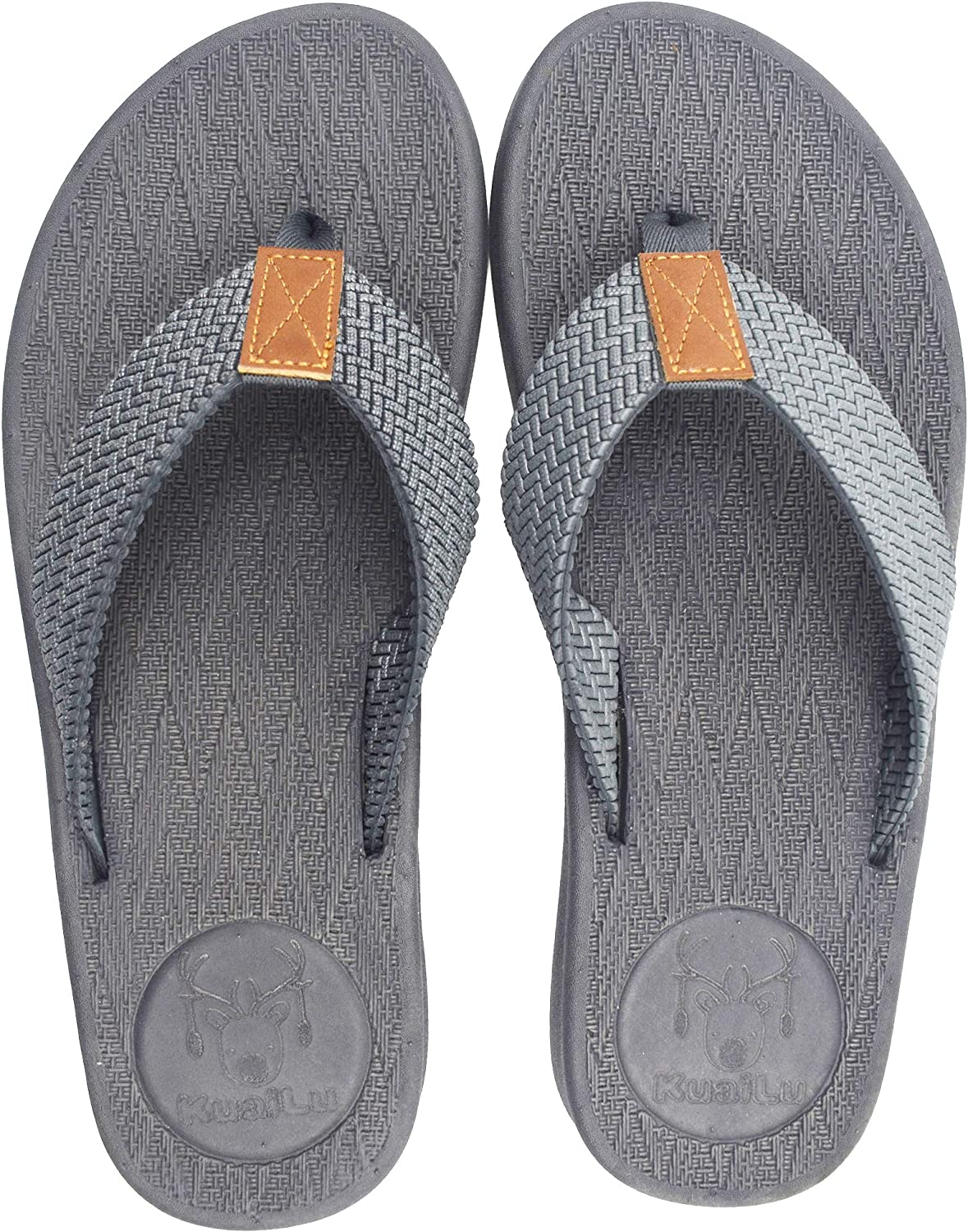 KUAILU Mens Flip Flops Thong Sandals Yoga Foam Slippers