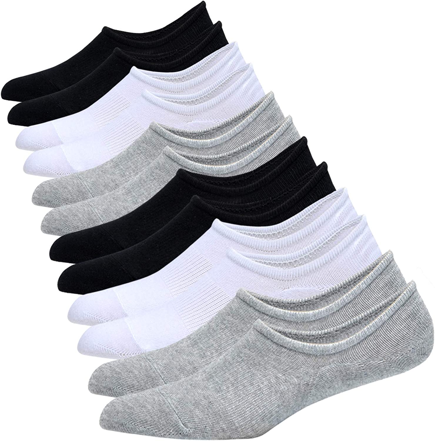 Jormatt Mens Cotton Low Cut No Show Socks With Non-Slip Grips, 6 Pairs 8 Pairs