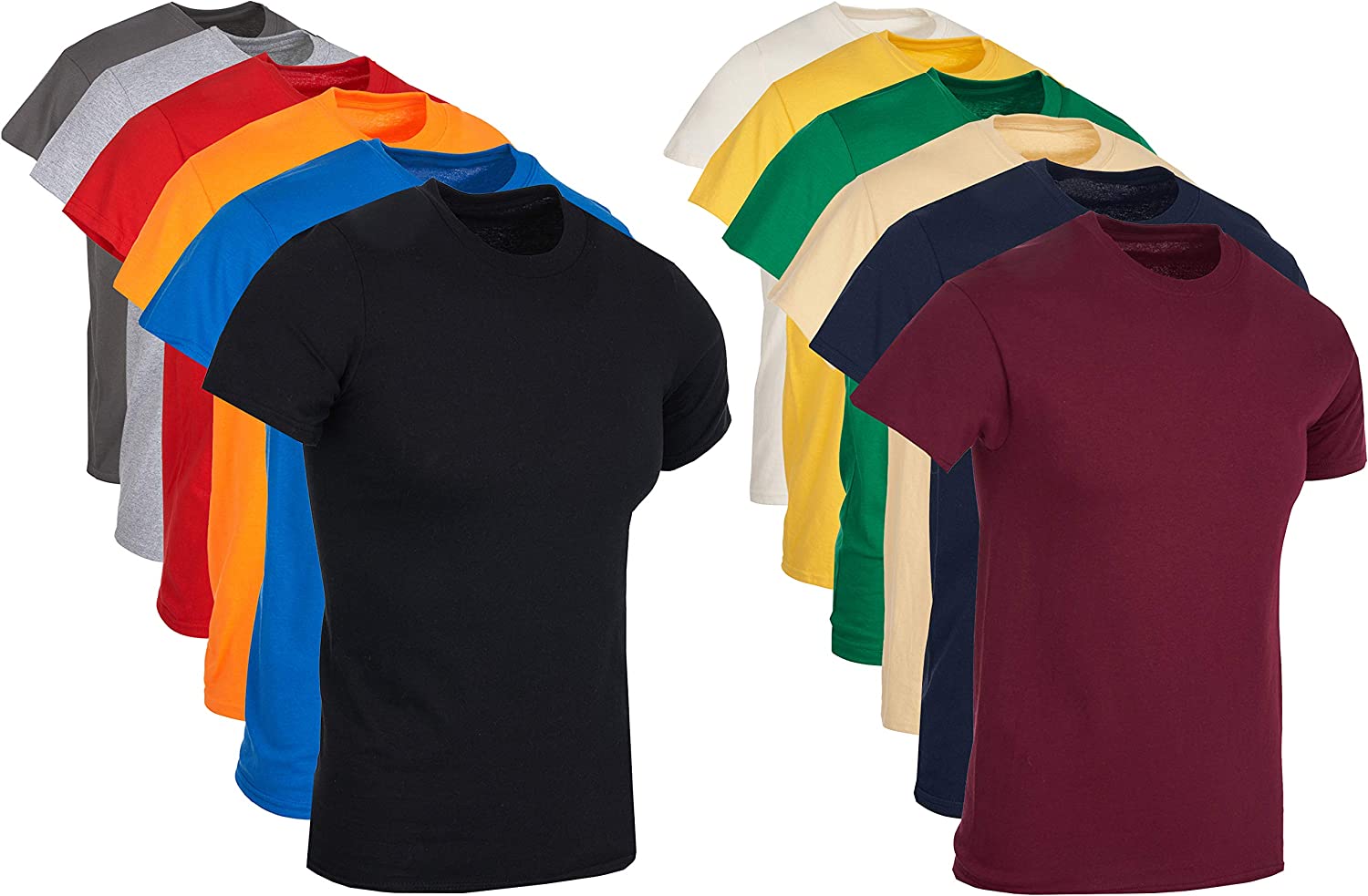 BILLIONHATS 12 Pack Plus Size Men Cotton T-Shirt Bulk Big Tall Short Sleeve Lightweight Tees
