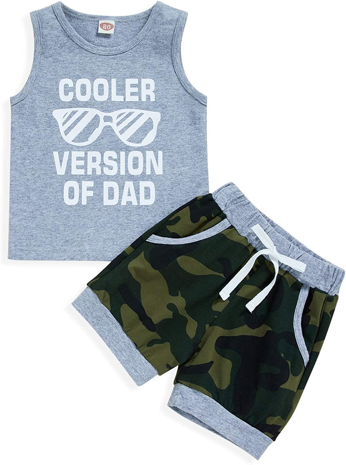Baby Boy Shorts Clothes Toddler Cooler Version of Dad Print Vest Tops Camouflage Pants Summer Outfit 2Pcs Set