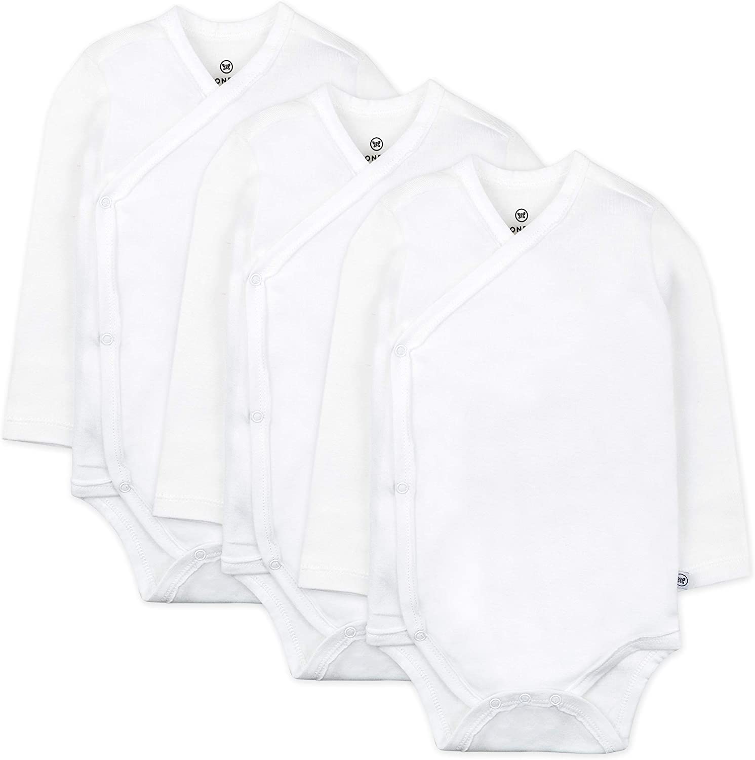 HonestBaby Baby 3-Pack Organic Cotton Long Sleeve Side-snap Kimono Bodysuits
