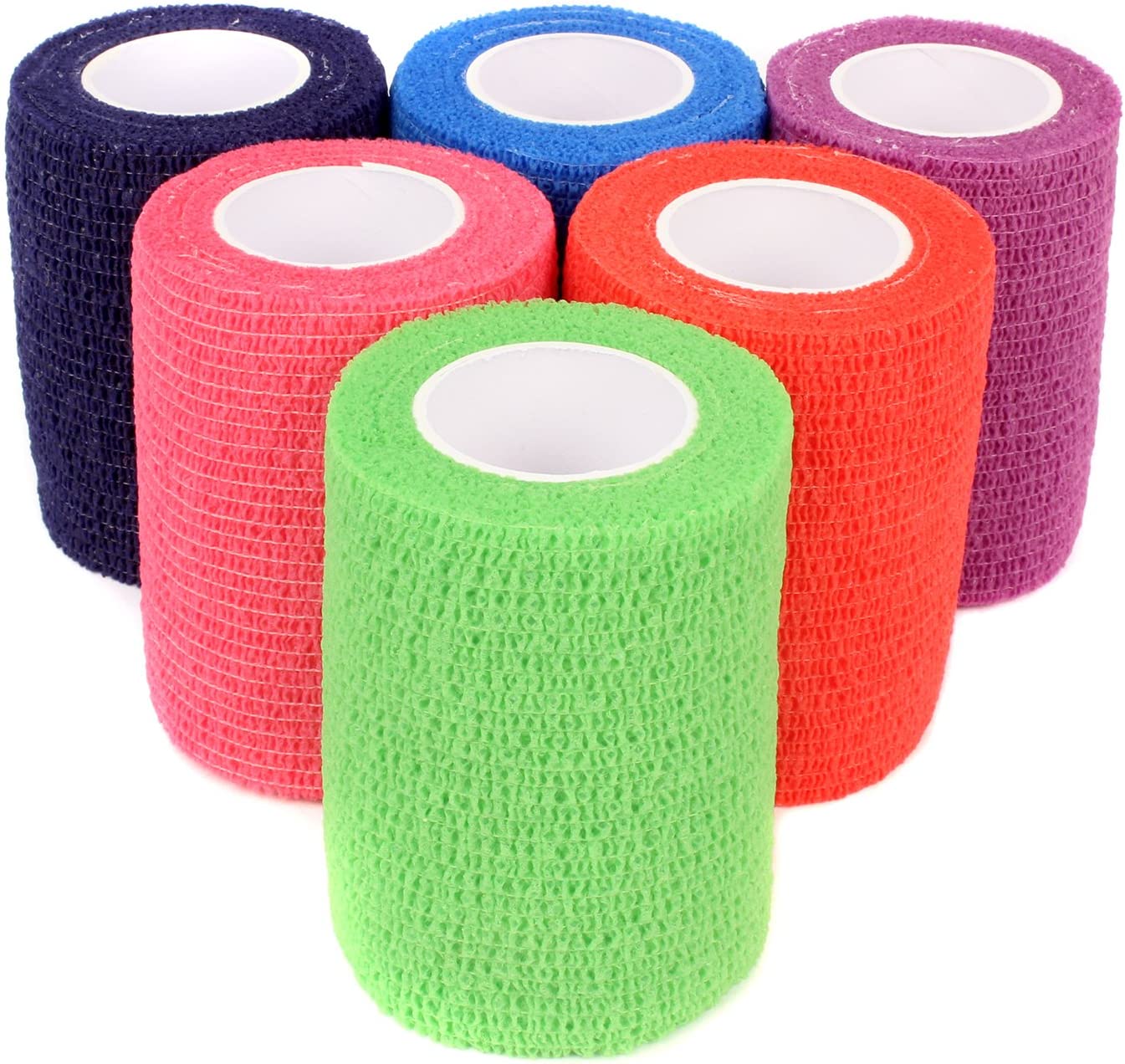 Ever Ready First Aid Self Adherent Cohesive Bandages 3" x 5 Yards - 6 Count, Rainbow Colors