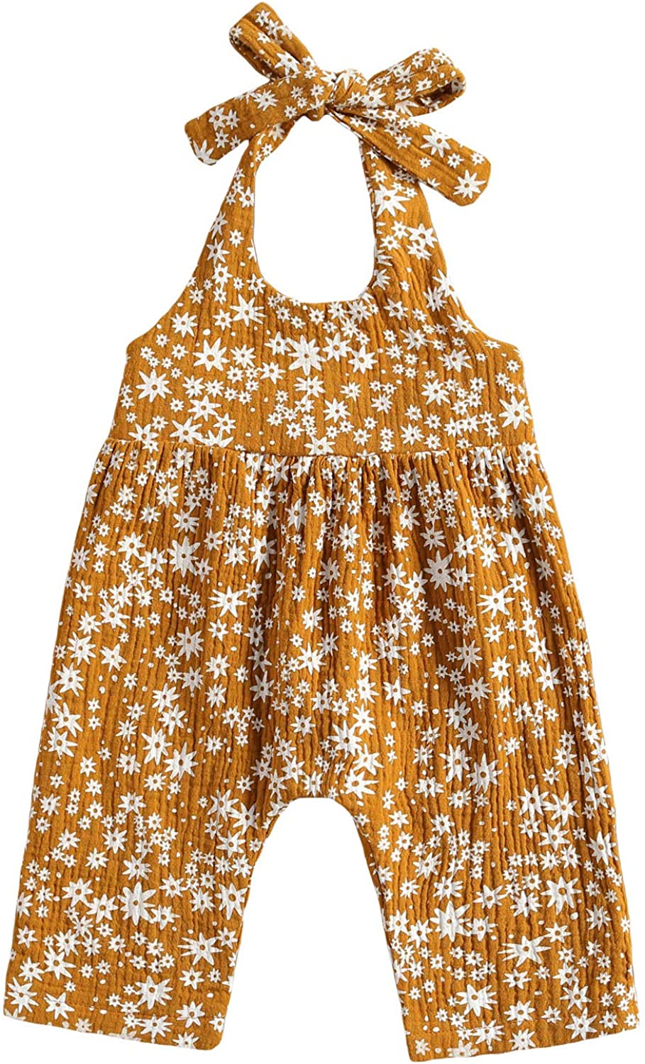 Baby Girls Daisy Playsuits Bodysuit+Headband Print Halter Romper Floral Jumpsuit Infant Summer Clothes