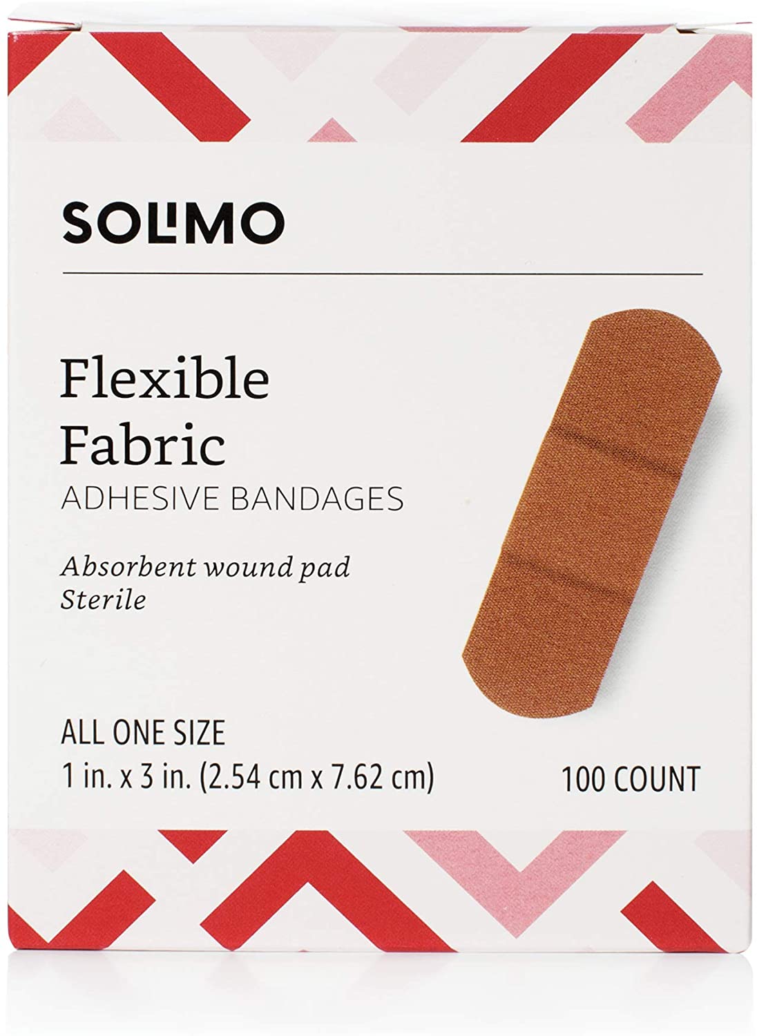 Amazon Brand - Solimo Flexible Fabric Adhesive Bandages, One Size, 100 Count