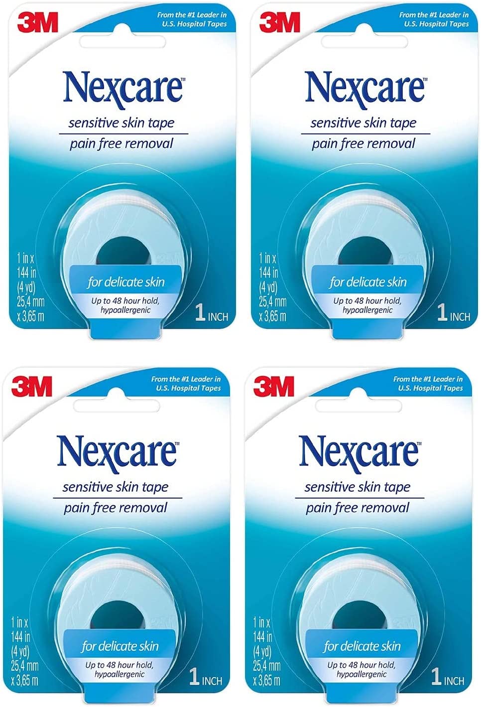 Nexcare Sensitive Skin Low Trauma Tape 1 in x 144 in 1 ea (Pack of 4)