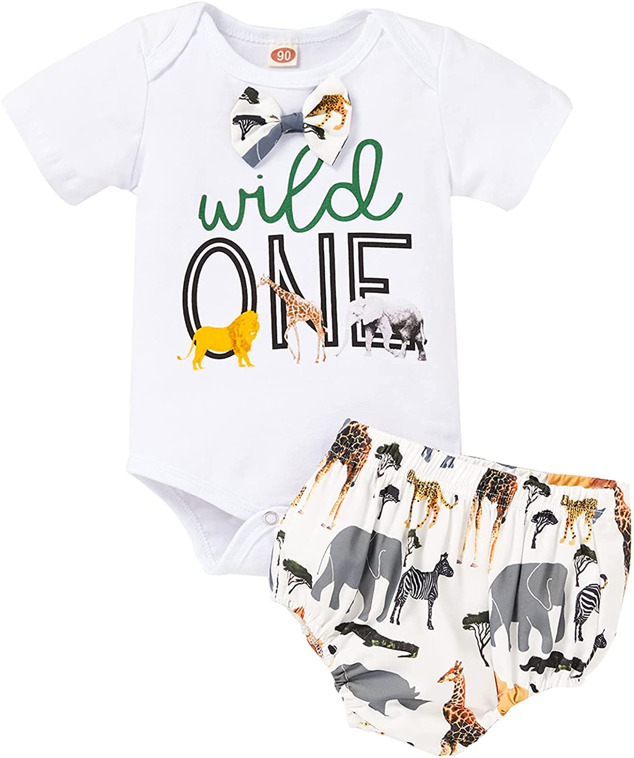Baby Kids Birthday Giraffe Romper Outfits Infant Boy Wild One Gentleman Bodysuit Cake Smash Party Clothes