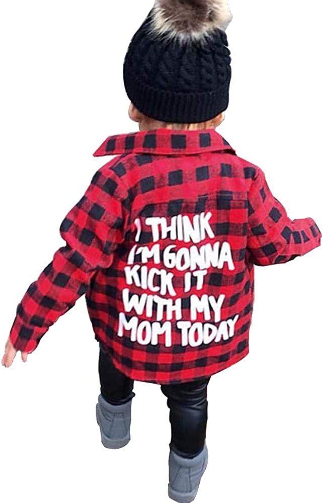 Toddler Long Sleeve Shirt Baby Boy Girl Plaid Top for Toddler Spring Winter Coat for Kid