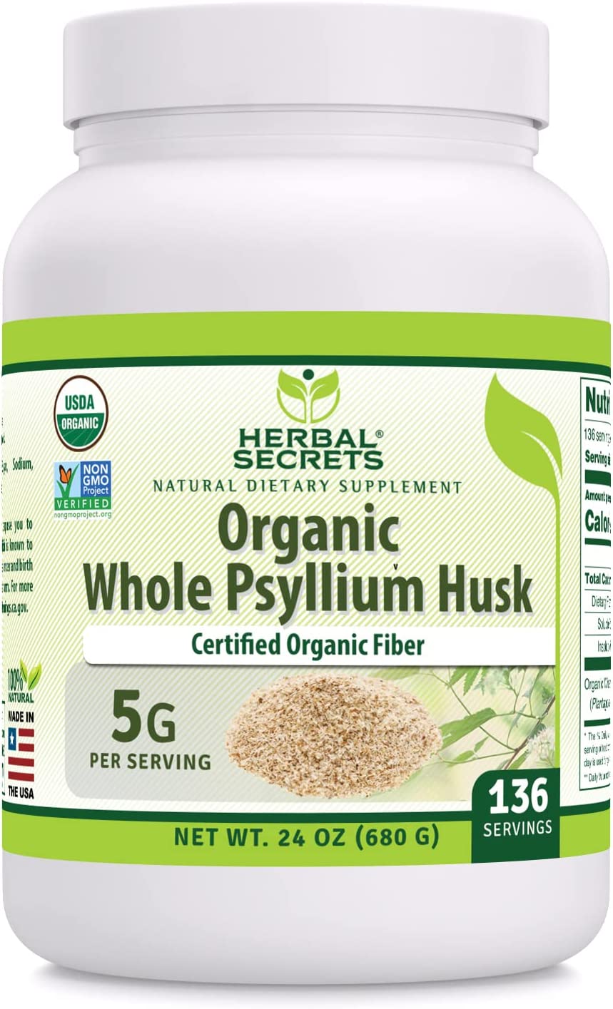 Herbal Secrets Psyllium Husk 24 Oz | Vegan, Dairy Free, (Non-GMO), Gluten Free, no Sugar