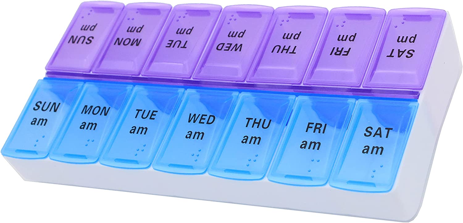 7 Day Weekly Pill AM PM Organizer, ShysTech Large Pill Case Pill Box for Pills/ Vitamin/ Supplements / Medication