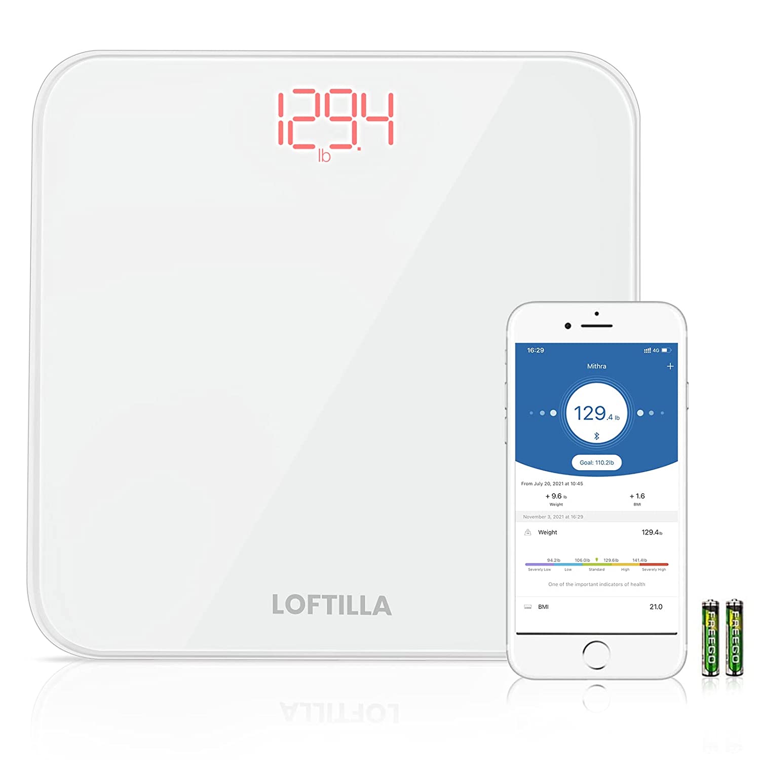 LOFTILLA Scale for Body Weight, 396 lb Weight Scale, Digital Bathroom Scale BMI with App