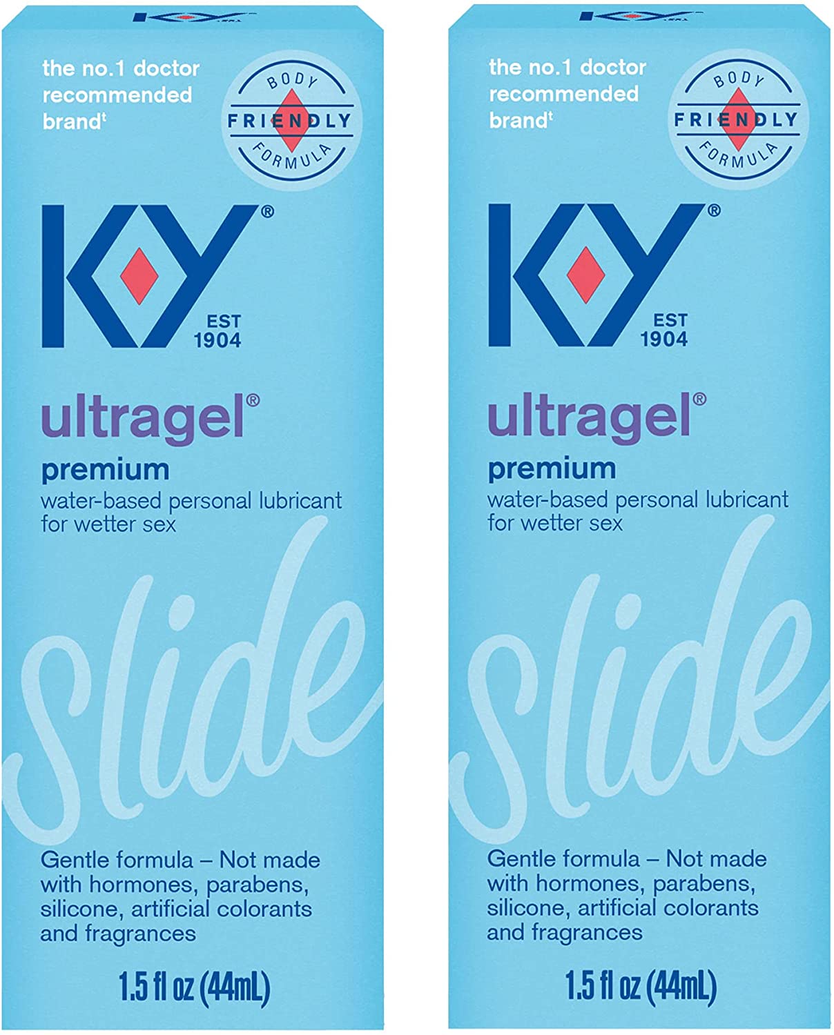K-Y UltraGel Premium Water Based Lube- Personal Lubricant Safe To Use With Latex Condoms, Devices, Sex Toys and Vibrators, 1.5 oz. (Pack of 2)