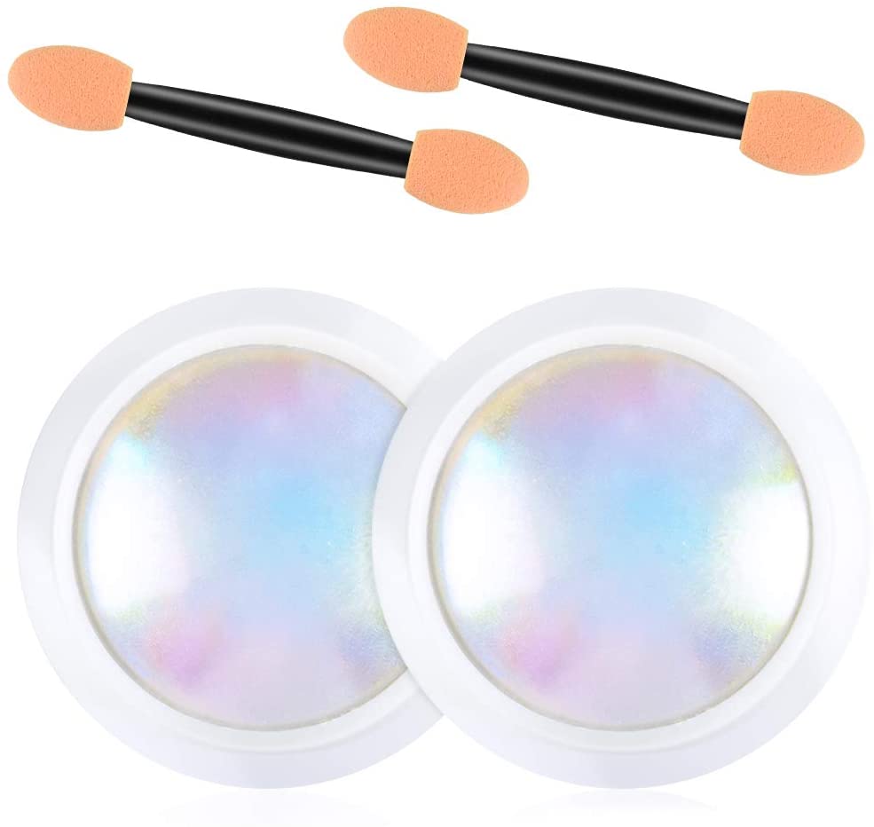 Ownest 2 Pcs Neon Iridescent Chrome Nail Powder,Mermaid Chrome Nail Powder Symphony Shell Nail Powder,Mermaid Pearl Magic Nail Powder Salon Nail Pigment Manicure Pigment