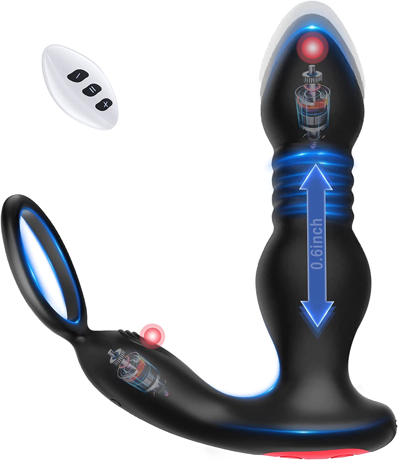 Prostate Massager Anal Vibrator Thrusting Vibrating 7 Modes with Cock Ring Anal Plug Anal Sex Toys P Sport Massager for Men Anal Toy Male Sex Toys for Men Women and Couples Waterproof Remote Control