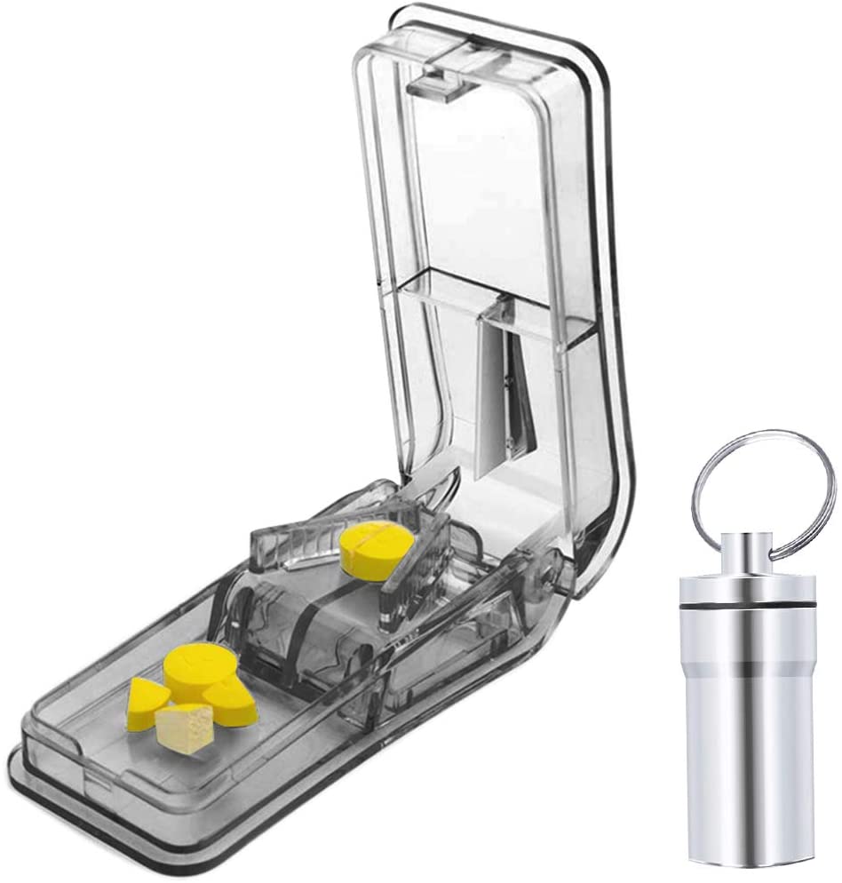 Pill Cutter for Small or Large Pills. The Best Multiple Pill Splitter Ever! Design in The USA. Doubles as a Pill Box. Not Suitable for Tiny Pills. Keychain Pill Holder As a Bonus