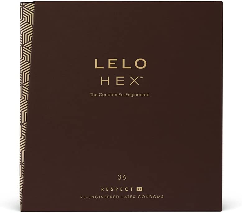 LELO HEX Respect, XL Size, Luxury Condoms with Unique Hexagonal Structure, Thin Yet Strong Latex Condom, Lubricated (36 pack)