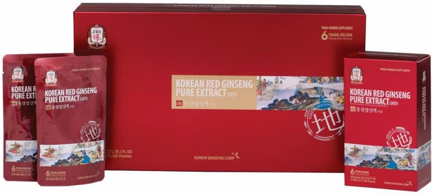 CheongKwanJang [Korean Red Ginseng Pure Extract Earth 100% 6-Year-Old Asian Panax Ginseng Roots with Top 2% Premium Grade Ginseng, Boost Immune System, Energy - 30 Pouch