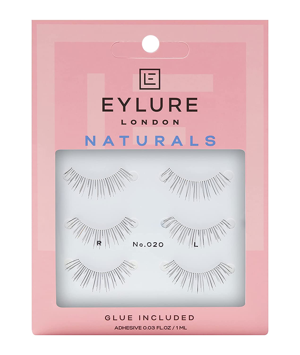 Eylure Naturals False Eyelashes Multipack, Style No. 020 Black , Reusable, Adhesive Included, 3 Pair
