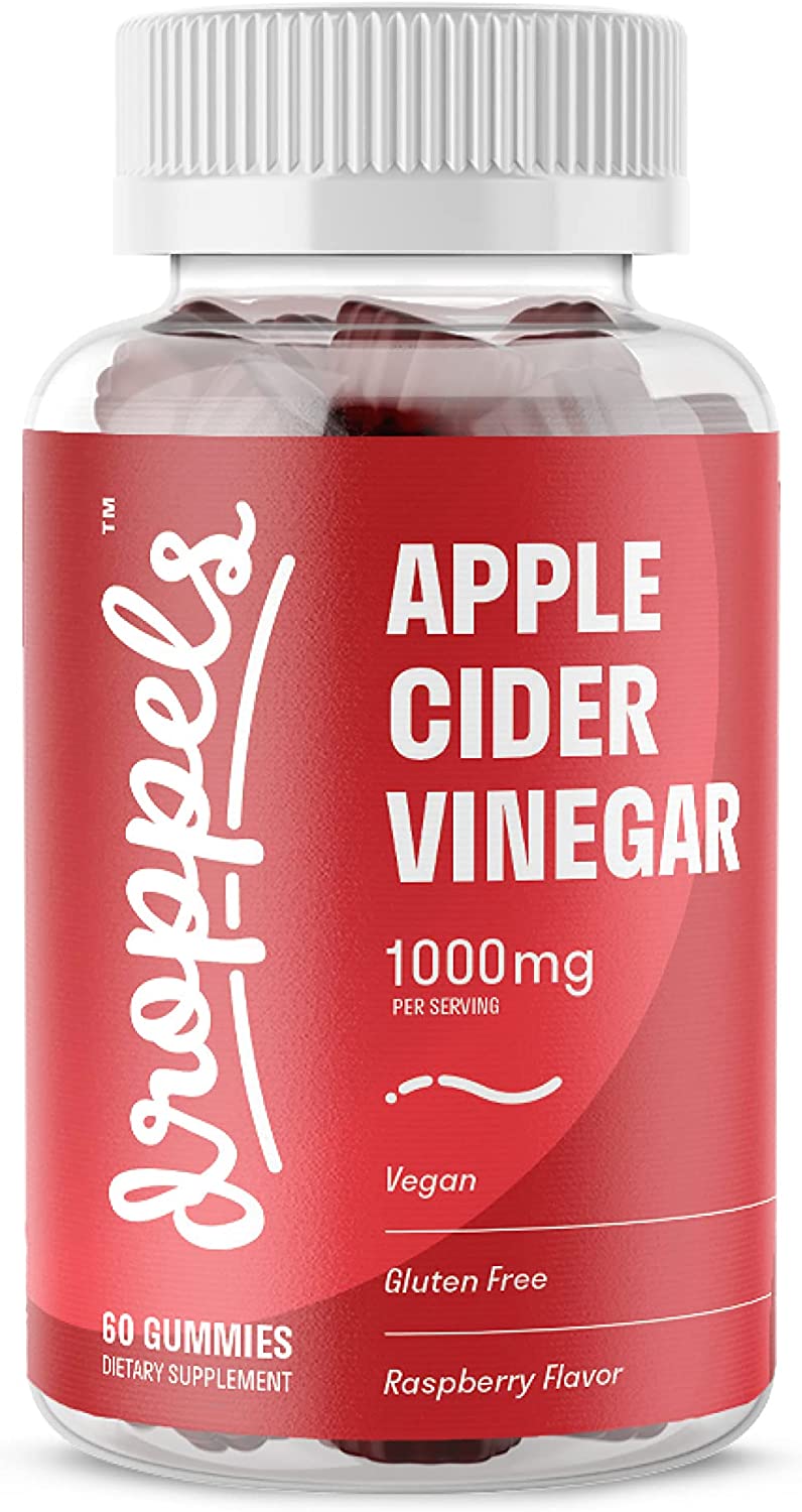 Droppels Apple Cider Vinegar Gummies 1000mg with Beet Root & Pomegranate - Supports Digestion - Vegan, Gluten Free, Made in USA - Rasberry Apple Flavor - 60 Count