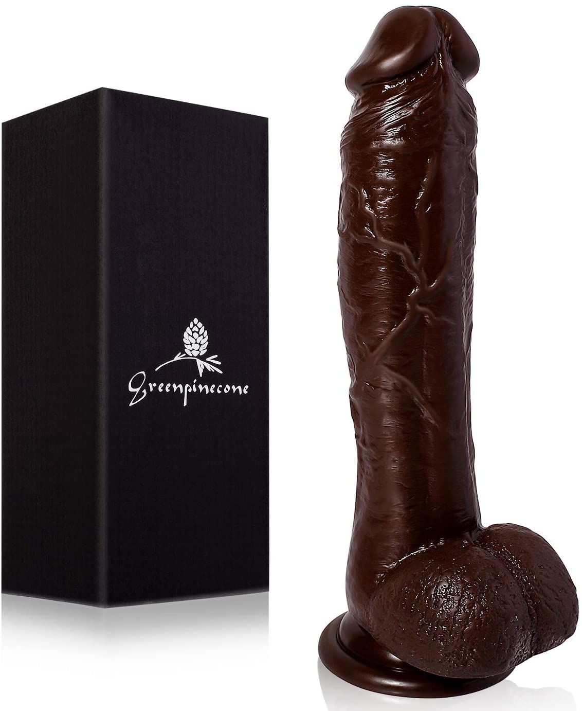 Realistic Soft 8.66inch Dildo with Suction Cup, Greenpinecone Anal and Vaginal G-spot Sex Toy, Dark Brown