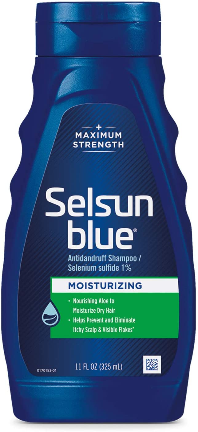 Selsun Blue Moisturizing Anti-dandruff Shampoo with Aloe, 11 fl. oz., Selenium Sulfide 1%