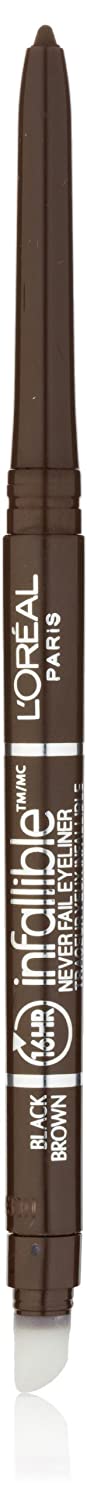 L'Oreal Paris Makeup Infallible Never Fail Original Mechanical Pencil Eyeliner with Built in Sharpener, Black Brown, 1 Count
