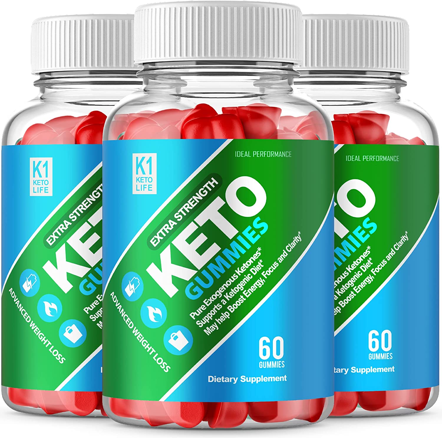 IDEAL PERFORMANCE (3 Pack) K1 Ketos Life Gummies K1 Ketos Gummies K1 Ketos ACV Gummies Extra Strength (180 Gummies)