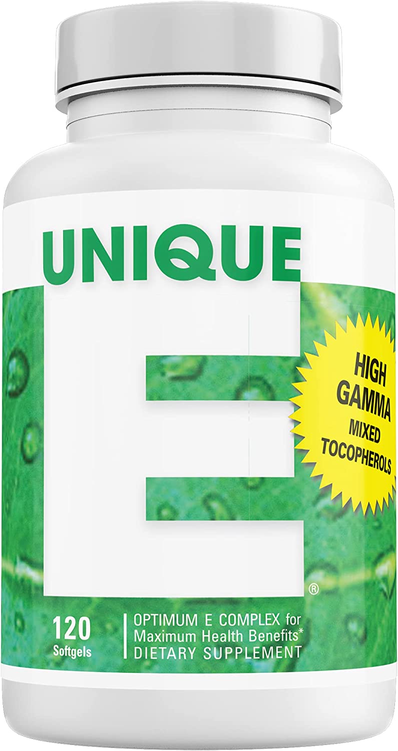 UNIQUE E A.C. Grace Company Mixed Tocopherols 120 Soft Gels, Supports Healthy Brain Function, General Health, and Aging Support, All-Natural Vitamin E and Kosher