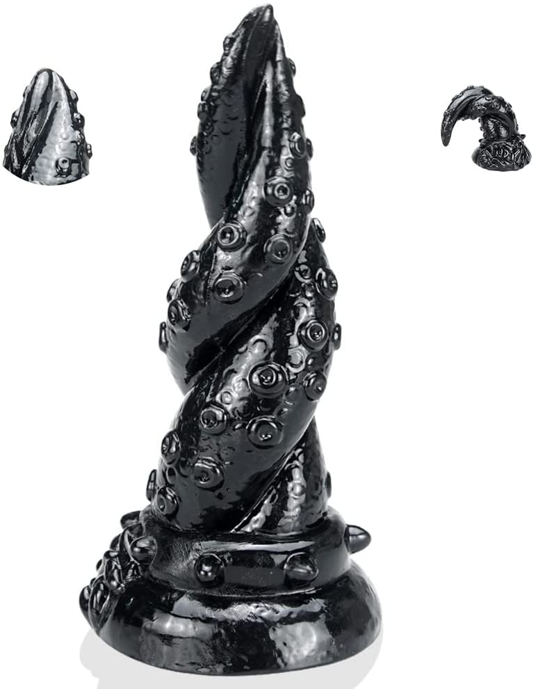 Black Anal Suction Cup Dildo, Ultra-Soft Suction Dildo for Women Men Gay Hands-Free Used, Lifelike Large Adult Toys, 7 inch Big Dildo Animal Monster Tentacle