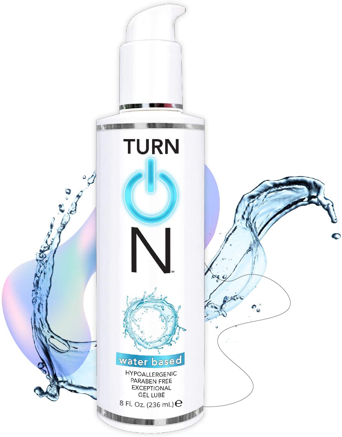 Turn On Water Based Sex Lube 8 Ounce Premium Personal Lubricant, Long Lasting Formula for Condom Safe Vegan Ph Balanced Hypoallergenic and Paraben Free Intimacy, Gel Lube for Men Women & Couples